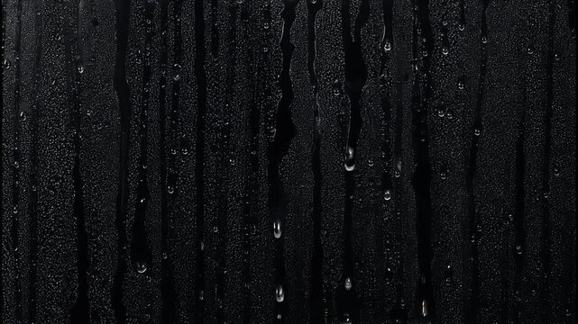 Raindrops falling on glass with black screen effect overlay 4k 60fps