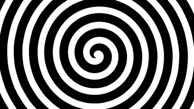 Black and white hypnotic spiral perfect for backgrounds, hypnotismthemed designs, optical illusion concepts, and captivating visual content.