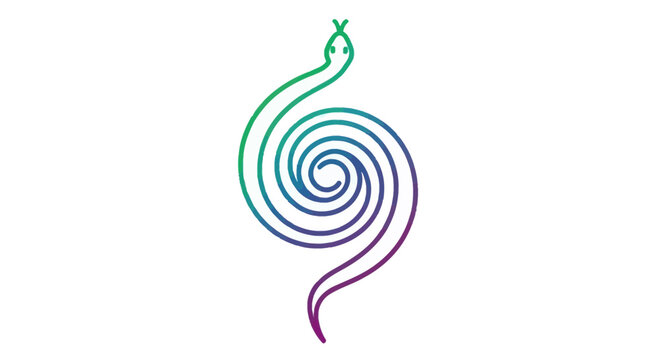 Abstract spiral snake logo with gradient colors, mystical symbol, creative design