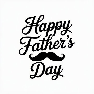 Happy Father's Day Greeting: A stylish typographic design, celebrating fathers with elegant script and a playful mustache, perfect for expressing love and appreciation.