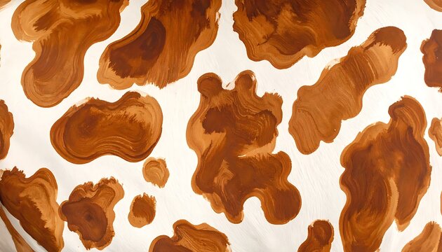 Close-up of a repeating pattern featuring brown organic shapes on a neutral background, reminiscent of animal hide