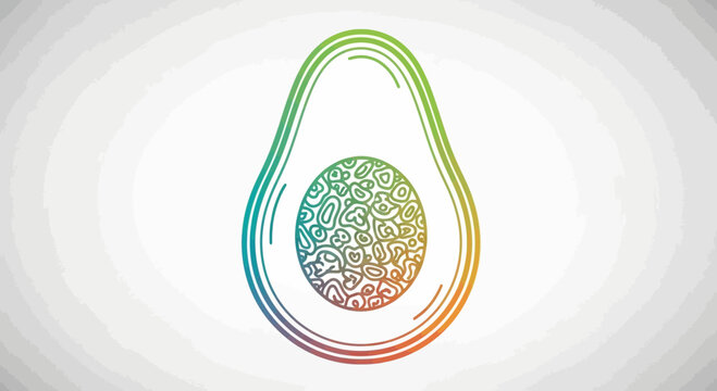 Vibrant Rainbow Avocado Halved with Seed, Abstract Pattern, Healthy Food Concept