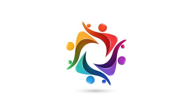 Colorful abstract figures in a circle