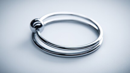 Fototapeta premium Metallic ring object on white surface with modern minimalist design