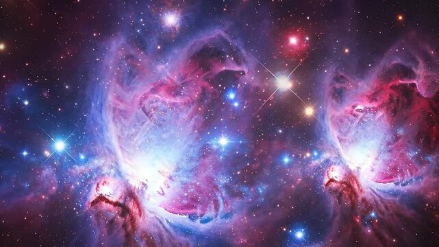 Cosmic nebula clouds with glowing hydrogen and ionized gas emissions space star