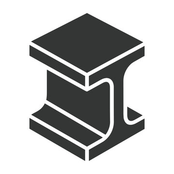Black I-beam steel profile icon