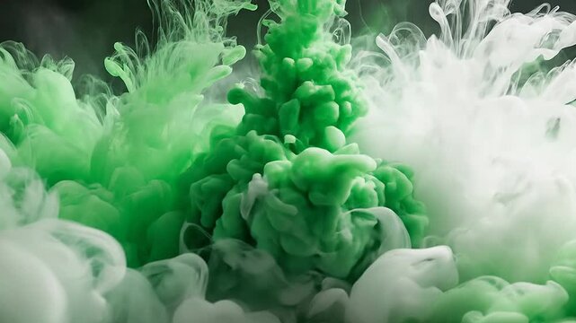 Vibrant green and white foam cloud swirls with dynamic bubbles swirling