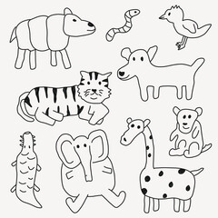 Obraz premium kids drawing animal doodle illustration