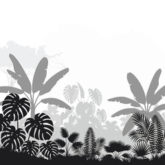 Tropical leaves and plants silhouettes. © Agos