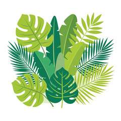 Tropical leaves arrangement green foliage 1. © Agung