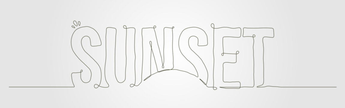 typography of Sunset continues background minimalist line over the tranquil water.