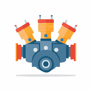 Flat Design Radial Engine Illustration