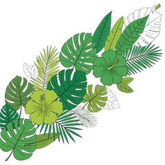 Collection of various green tropical leaves 2. © Agos