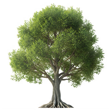 Green tree with lush foliage standing alone