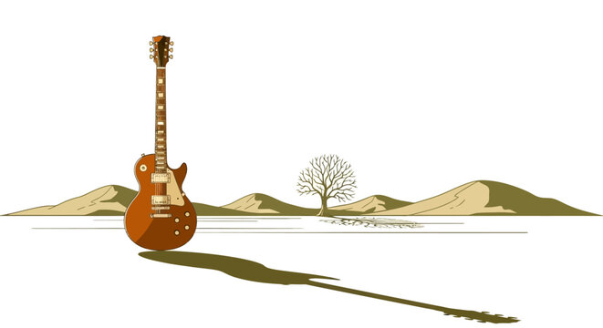 Electric Guitar in a Desert Landscape