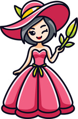 Fototapeta premium Cute Pink Flower Princess Cartoon Character