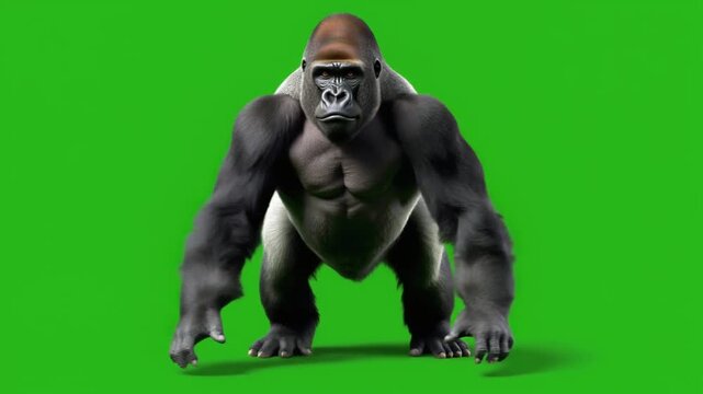 Moody cinematic bear dance effect on green screen featuring wild primate