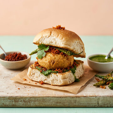 Vada Pav Indian Street Food Burger.