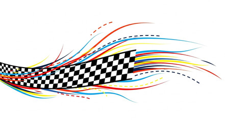 Colorful Abstract Racing Flag with Wavy Lines. © Zahra