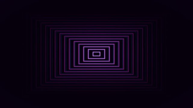Hypnotic digital abstract glowing purple nested frame loop background