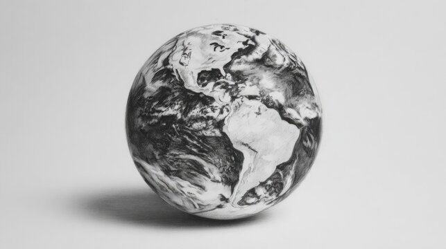Textured orb resembling Earth, casts soft shadow