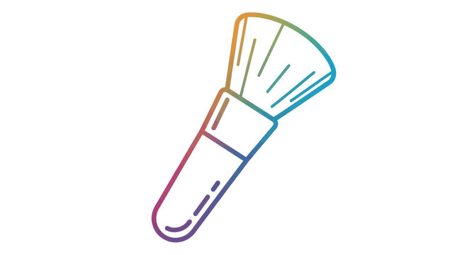 Rainbow makeup brush icon, cosmetic tool, beauty and makeup concept, clean design
