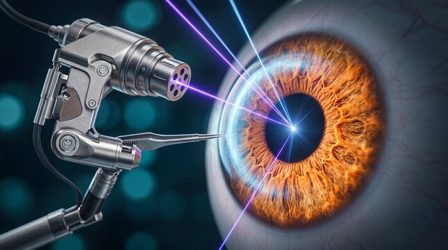 Advanced robotic laser eye surgery performing precise vision correction.