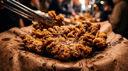Fototapeta premium Deep Fried Crispy Gallinejas and Entresijos Madrid Street Food in Spain
