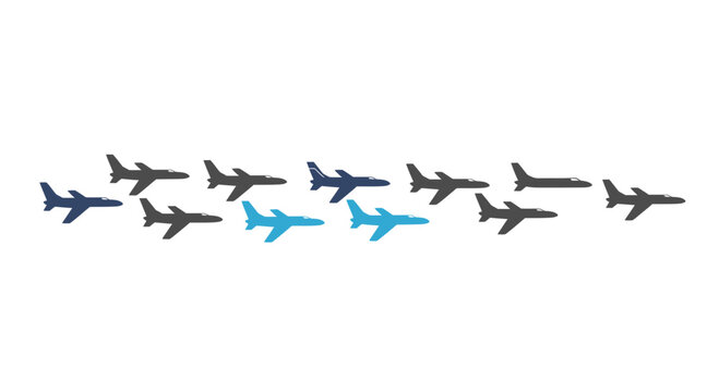 Formation of Jet Airplanes Flying in Formation