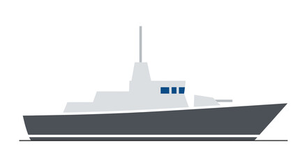 Modern Warship Vector Illustration, Naval Military Ship, Maritime Transport © aqwel