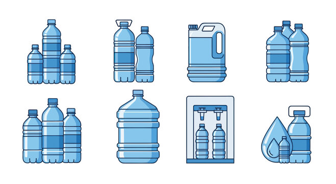 Collection of plastic water bottles.