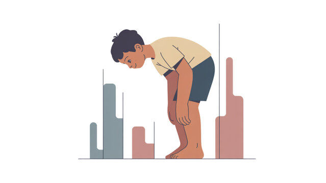Man bending over bar chart