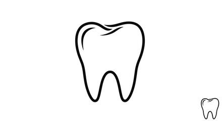 Obraz premium Clean black and white line art illustration of a single human tooth representing dental care and oral health services.