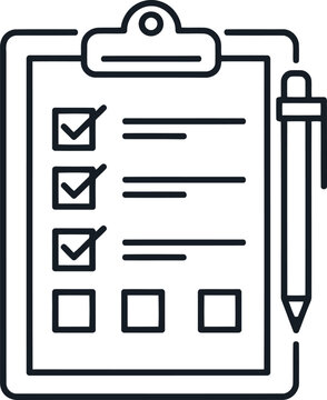 Checklist with three completed tasks and three empty boxes on a clipboard