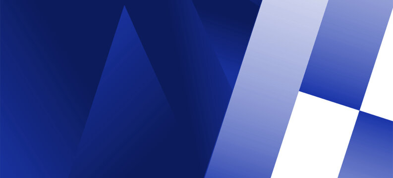 Dark blue and white abstract modern wide banner with geometric shapes. Vector illustration abstract background.