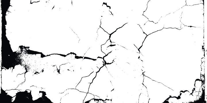 Dark cracked pattern on bright background. Scratched and cracked overlay for photos. 