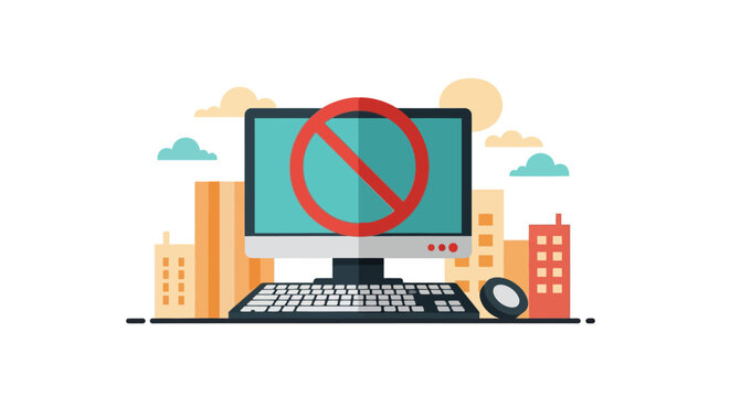 No internet cityscape with computer.