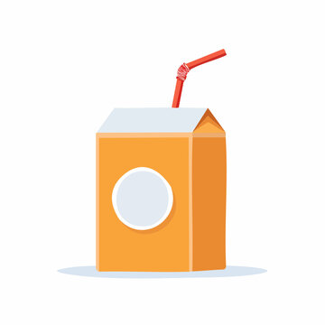 Orange Juice Box with Straw
