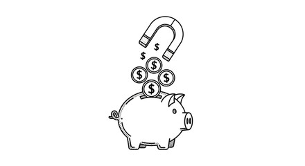 Piggy Bank with Magnet Money. © Oktavia