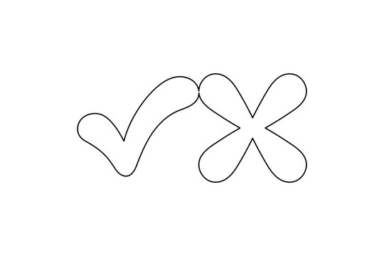 Check mark and cross elegant line art for quality control and testing