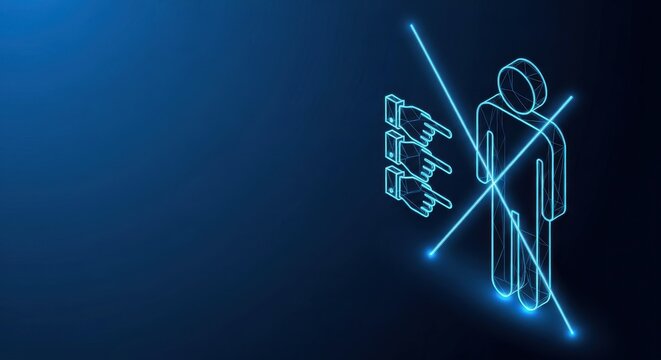 Digital Human Silhouette With Pointing Fingers Representing Business Strategy and Team Selection