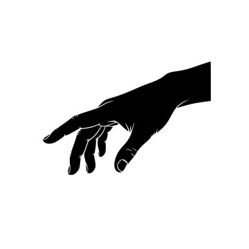 Black Silhouette of a Human Hand Reaching Down