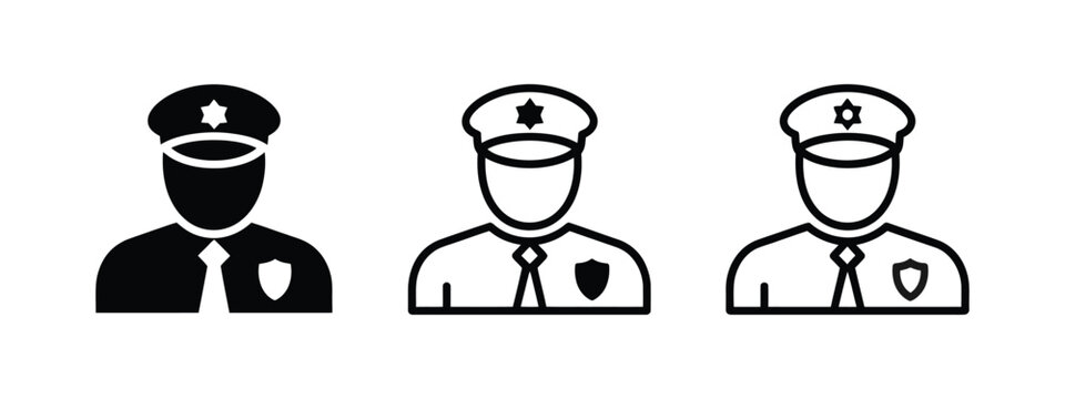 Police officer icon set with tie and badge law enforcement professional public service vector illustration