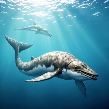 Basilosaurus Whale in Prehistoric Ocean