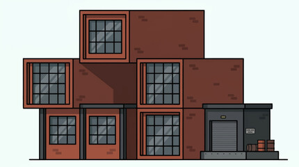 Naklejka premium Industrial Loft Style Brick Building Vector