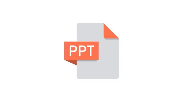 PPT File Format Icon Animation with Digital Document and Image Extension Concept. Transparent background. 4K resolution