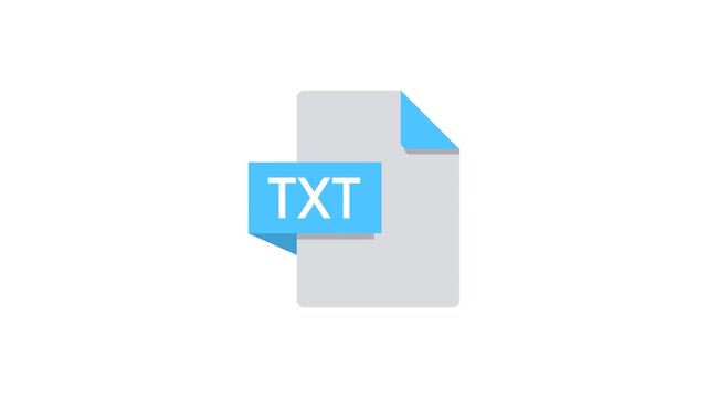 TXT File Format Icon Animation with Digital Document and Image Extension Concept. Transparent background. 4K resolution