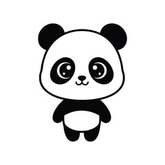 Obraz premium Cute Little Panda Bear Adorable Cartoon Character Illustration
