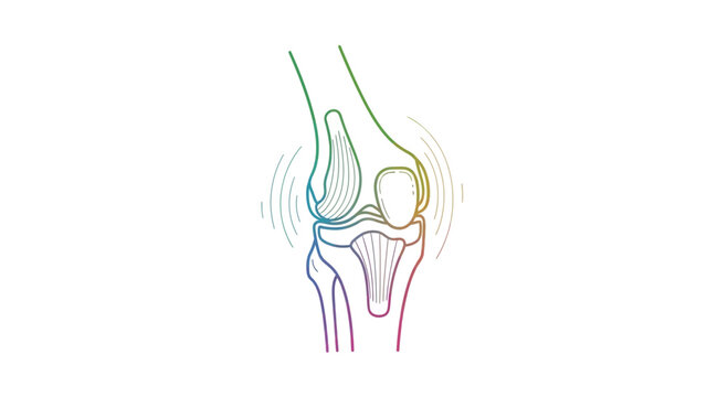 Knee Pain Illustration: Arthritis, Injury, Inflammation, Rainbow Outline