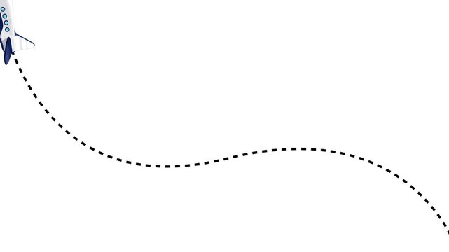 Side view of passenger airplane or aircraft with undercarriage on animation video